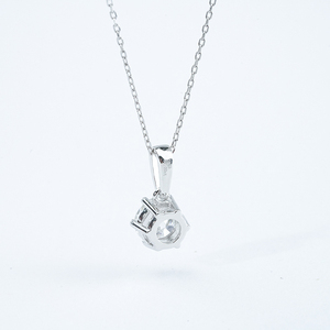 Starsgem 1ct Brilliant Solitaire Six Prong Pendant <b>Necklace</b> <b>D</b> Color Lab Grown Diamond Rhodium Plated 925 Sterling Silver Women - Product Image 5