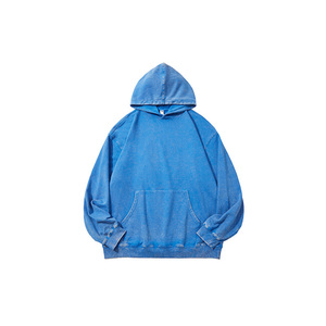 Custom Logo Hoodie Men Oversized Cotton French Terry Washed Hooded Sweatshirt Solid Color Casual Autumn Wear - Product Image 4