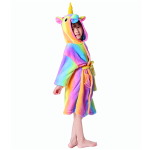 Accappatoio <span class=keywords><strong>con</strong></span> <span class=keywords><strong>Cappuccio</strong></span> in Peluche Animale Arcobaleno per Bambini <span class=keywords><strong>Pigiama</strong></span> Vestaglia - Product Image 6