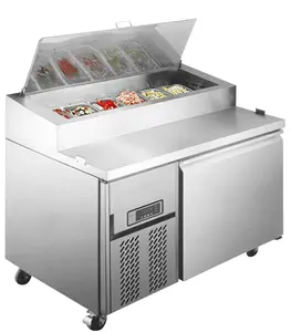 304不锈钢厨房冷却器橱柜工作台披萨柜台沙拉吧柜台冷却器冰箱披萨准备冰箱