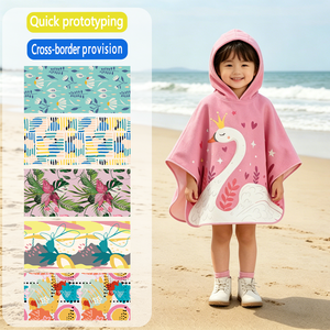 Serviette <span class=keywords><strong>de</strong></span> <span class=keywords><strong>bain</strong></span> à capuche pour enfants avec logo personnalisé, peignoir pour enfants, <span class=keywords><strong>poncho</strong></span> <span class=keywords><strong>de</strong></span> plage et <span class=keywords><strong>de</strong></span> surf - Product Image 5