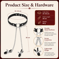 Collier de chasteté réglable en cuir avec pinces à tétons et chaîne, jouets sexuels SM pour femmes, couples, jeux pour adultes