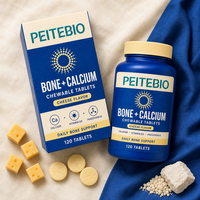Comprimés à mâcher au calcium osseux PEITEBIO avec vitamine D3 et phosphore pour chiens et chats - Soutien à la santé des articulations, saveur fromage, 120 unités