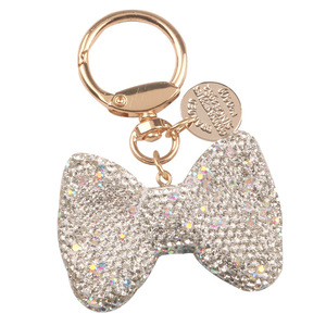 Creative Gold Spring Coil Carabiner Keychain New Rhinestone Bow Elegant Metal Accessory Women's Bag Key Key Chains Crystal Key