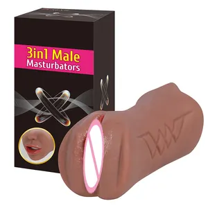 Factory Direct Sale Three Hole Simulate Vagina Anal Tunnel Adult Sexy Toys Male Masturbation Cup