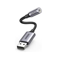 UGREEN-Tarjeta de sonido externa USB 2 en 1, adaptador de audio USB a conector de 3,5mm, trenzado de nylon, USB a conector auxiliar
