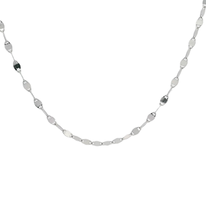 Chic Minimalist Flat Textured White Pt950 <b>Fine</b> Thin Link Chain Pendant <b>Necklace</b> Unisex Casual Daily Wear Platinum Jewelry - Product Image 1