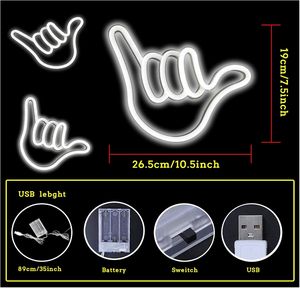 El şekli parmak asılı Usb akülü Neon işık gece lambası Led Neon İşaretler duvar çocuk odası için parti oyunu dekorasyon - Product Image 3