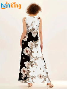 Robe longue moulante élégante pour femme, sexy, sans manches, col rond, imprimée, fendue sur le côté, pour soirée en boîte de nuit, grande <span class=keywords><strong>taille</strong></span> 5XL - Product Image 4
