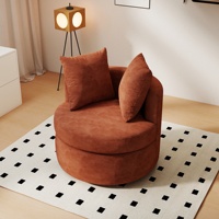 VOXHOME Einzelner Drehbarer Akzent-Sessel Runder Barrel-Sofa-Stuhl mit Kissen Gepolsterter Freizeitstuhl für Wohnräume in Apartments