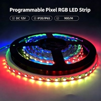 Bande lumineuse LED RGBIC 3535 90 LED adressable individuellement avec circuit intégré pour applications d'éclairage créatif