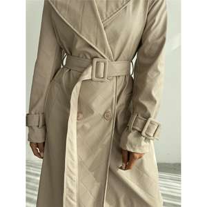 Gabardina Capitone para Mujer, Color Beige, Elegante, Resistente al Viento, Tejido de Fibra de Poliéster de 420 g/m², Estilo Largo - Product Image 4