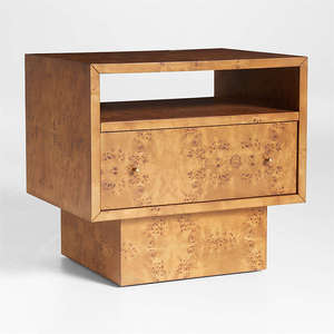 Mesita de noche de diseño de cajón de madera de Ambrose Mappa Burl moderna de mediados de siglo con estilo de Hotel de lujo para almacenamiento de dormitorio - Product Image 3