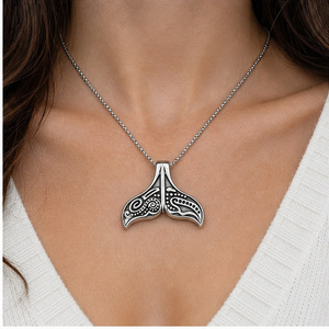 Yunnique – collier avec pendentif queue de baleine en acier inoxydable pour hommes, design rétro Punk, bijoux cadeau, 3x60cm - Product Image 4