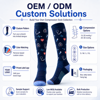 Chaussettes de compression personnalisées à motifs médicaux, hauteur genou, 15-20 20-30 mmHg, chaussettes de soutien jacquard, OEM ODM Marque privée