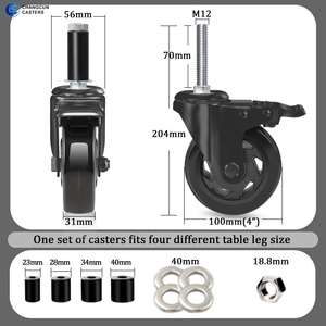 Expansão Stem Caster 4/5 Polegada Rodízio Giratório Com Freio Heavy Duty Rodízio Da Roda para Mesa De Aço Inoxidável, Equipamentos Stand, Carrinho - Product Image 2