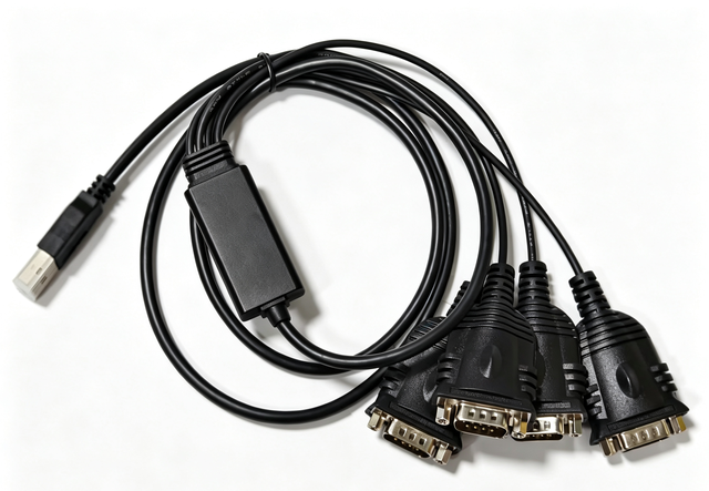 USB to 4-Port Serial RS232 Adapter with FTDI Chipset Compatible with Win & Mac Supports Win 11, 10, 8, 7, L.