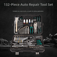 Vente en gros de jeu de clés à cliquet à 24 dents en acier nickel-chrome-vanadium de 132 pièces, kit d'outils de réparation automobile