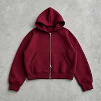 Hoodie personnalisé pour homme, coupe courte et ample, en flanelle de coton épaisse 440 GSM, tricoté gaufré avec passepoil, effet usé