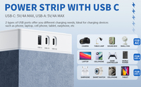 Stop Kontak Ekstensi 4 Lubang PD 20W Pengisi Daya Cepat USB A/C 10A Tahan Api Kompatibel Australia Pelindung Lonjakan Arus Kabel 1.5m