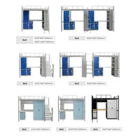 Lit superposé en métal avec bureau intégré, structure en acier, armoire intégrée, multifonctionnel pour les chambres d'enfants/hôtels/dormitoires scolaires