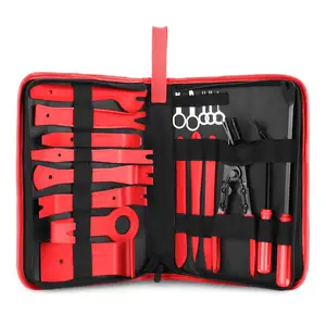 Kit d'outils de démontage de garnitures de voiture Pince à clip Set de démontage de tapisserie d'ameublement pour tableau de bord audio de panneau de porte automatique avec sac de rangement