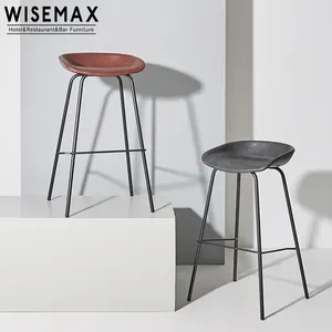 Modern industrial luxury high bar stools home stools high quality retro leather front bar chairs