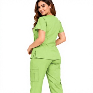 Uniforme Médico para Mujer, el Más Vendido, con Logotipo Personalizado, Corte Ajustado, Cuello en V, Manga Corta, para Enfermeras, Doctores, Ropa de Trabajo para Hospital, Transpirable - Product Image 4