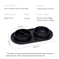 Bol double pour chien de voyage, mangeoire lente en silicone de qualité alimentaire et bol détachable en acier inoxydable, antidérapant facile à nettoyer personnalisé