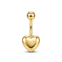 Piercing de nombril pour femme en acier inoxydable plaqué or, design de niche exquis, avec pampille en forme de cœur et motif patte de chat, style sexy