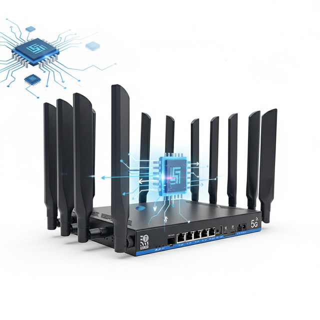 Industrial WiFi7 5G Router with Dual 5G Sim Slot Tri-Band 19000Mbps 10G Fiber Port 4T4R MIMO Enterprise Wireless Router WiFi7 5G