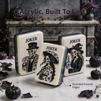 En stock : Ensemble de Mahjong Américain Gothique de Luxe pour Halloween avec 160 Tuiles de Mahjong Squelette pour Cadeau d'Halloween, Vente en Gros