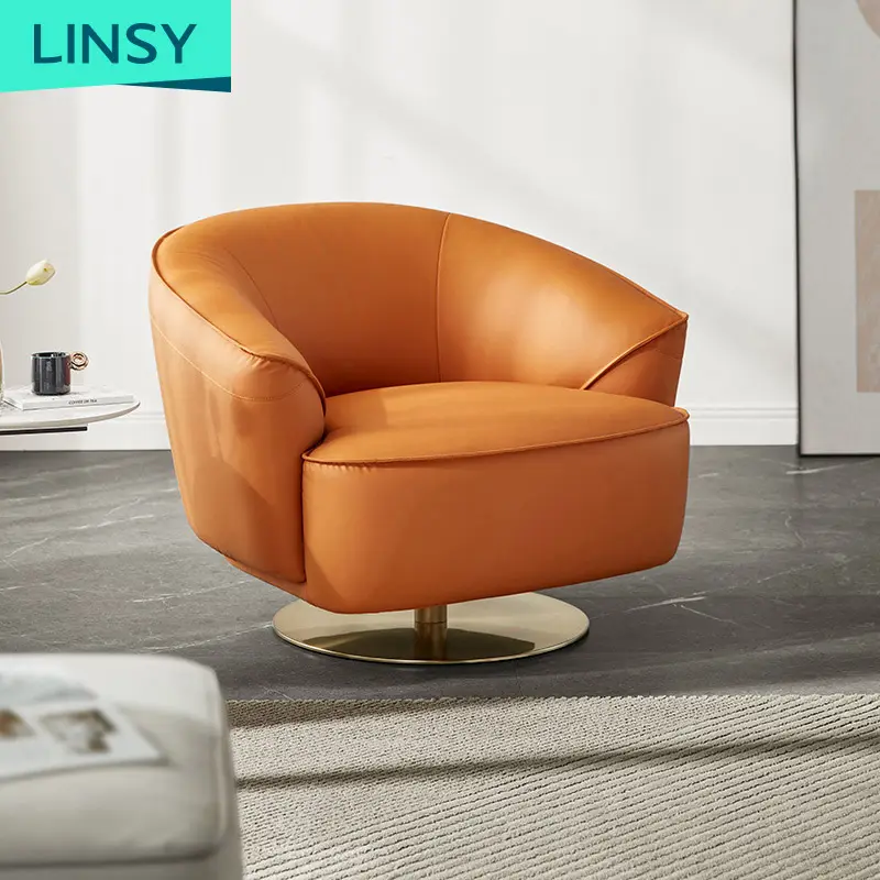 Linsy Orange Vintage Living Room sedia girevole in pelle con accento Lounge poltrona girevole rotonda Tdy68