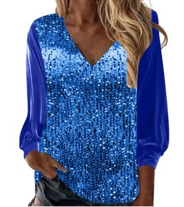 2025 nuova <span class=keywords><strong>camicia</strong></span> a maniche lunghe con scollo a V <span class=keywords><strong>in</strong></span> <span class=keywords><strong>velluto</strong></span> dorato con paillettes da <span class=keywords><strong>donna</strong></span> - Product Image 5