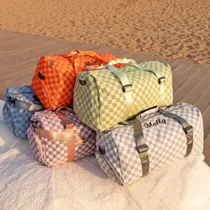 Спортзал сумки складные Оксфордские тканевые сумки для багажа большой вместимости клетчатые розовые спортивные сумки