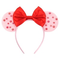 Bandeau à oreilles de souris en velours avec perles unisexe Bandeau à la mode pour un usage quotidien Accessoires de cheveux pour les fêtes d'anniversaire des enfants et des femmes