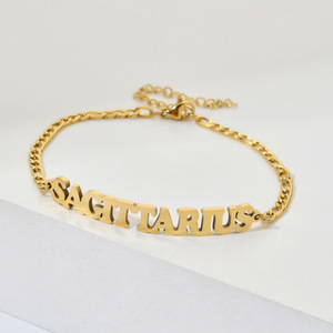 Bracelet personnalisé en acier inoxydable et plaqué or 18 carats, étanche, avec nom du zodiaque pour femmes, style tendance - Product Image 6