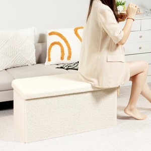 Meilleure Vente : Pouf de <span class=keywords><strong>Rangement</strong></span> Pliable Moderne en Polaire Douce Renforcée, <span class=keywords><strong>Banc</strong></span> Organisateur en Flanelle pour la Maison, Idéal pour les <span class=keywords><strong>Chaussures</strong></span> - Product Image 2