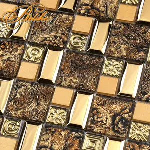 Glass Mosaic Vintage Style Home Decor Wall Cladding Tiles Antique Golden Features Middle East Favorite Interior Kitchen Bathroom