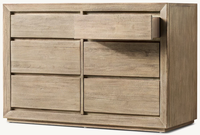 Commode à 6 tiroirs de style américain moderne, en chêne massif blanc lavé, pour chambre à coucher ou salon, avec poignées écologiques
