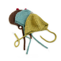Bonnets d'hiver pour bébé, doux et moelleux, en tricot, avec cache-oreilles et pompon, chauds, colorés et mignons, avec sangle à nouer, pour l'extérieur et la ville, personnalisables avec logo