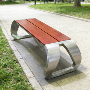 Panchina <span class=keywords><strong>da</strong></span> <span class=keywords><strong>Giardino</strong></span> in Legno di Canfora e Acciaio Inossidabile per Esterni e Patio - Product Image 4