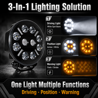 Feux de route LED multifonctions 7 pouces avec lumière d'avertissement de positionnement et clignotant IP68