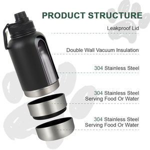 3 em 1 garrafa de água portátil de aço inoxidável 32oz 1000ml garrafa de parede dupla isolada térmica para acampar e viagens ao ar livre - Product Image 3