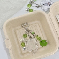 Porte-clés trèfle à quatre feuilles Y2K porte-bonheur, décoration de sac à main pour femme, accessoires de mode, bijoux, cadeaux