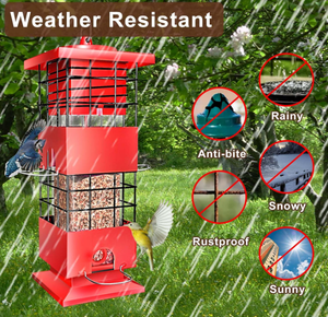 Comedouro de Metal Reforçado de 3 Libras Mais <span class=keywords><strong>Popular</strong></span> de 2026 com 4 Portas de Alimentação para Pássaros Selvagens, Comedouro de Sementes para Cardinais, Tentilhões e Pardais - Product Image 3