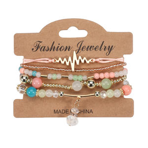 Bracelets à perles tendance motif battement de cœur pour femmes, réglables, multicouches, en cristal et strass, bijoux cadeau fabriqués en Chine - Product Image 5