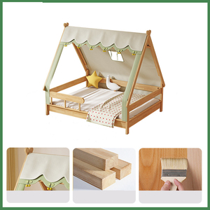 Muebles de Dormitorio, Cama Infantil Suspendida de Madera Maciza, Cama Doble para Niñas con Diseño de Princesa y Corona Rosa - Product Image 2
