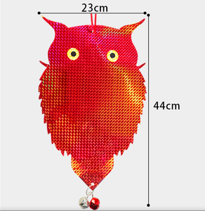 Répulsif holographique réfléchissant pour oiseaux en forme de hibou avec cloche métallique pour arbres fruitiers agricoles - Product Image 2