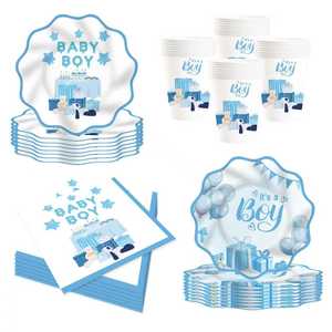 ชุดอุปกรณ์ตกแต่งงานเลี้ยงเปิดเผยเพศลูกน้อย DAMAI สำหรับทีมเด็กชาย จานกระดาษ ผ้าเช็ดปาก ของใช้บนโต๊ะอาหารแบบใช้แล้วทิ้งสำหรับงานเลี้ยงฉลองทารก สำหรับแขก 8 ท่าน - Product Image 5